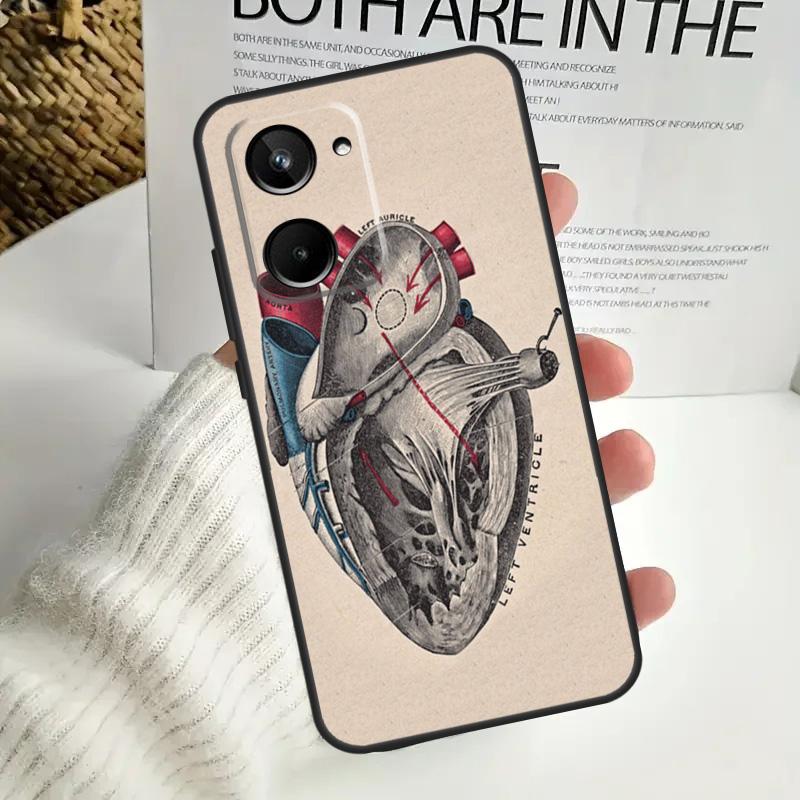 Anatomical Heart Anatomy Case For Realme C67 C55 C53 C51 C35 C33 C31 C30 C25s C21Y GT Neo 5 GT5 9 10 11 12 Pro Plus