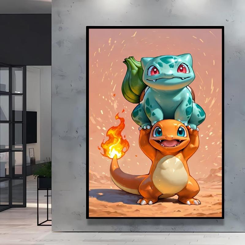 Japanese Anime Canvas Paintings Pikachu Poster Cartoon Character Picture Bright and Clear Colors High Quality Home Decor