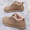 Mid Top Boots Women Leather Casual Comfort Mom Shoes Woman Waterproof Non-slip Snow Boots Thick Plush Warm Flats Cotton Shoes