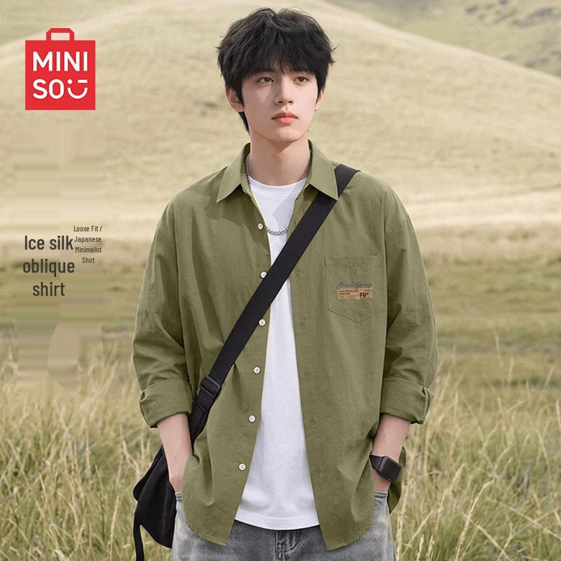 MINISO Мужская повседневная свободная рубашка с длинным рукавом