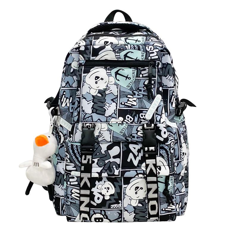 Middle School Student Schoolbag Women Cartoon Print Backpack Men Large Capacity Backpack