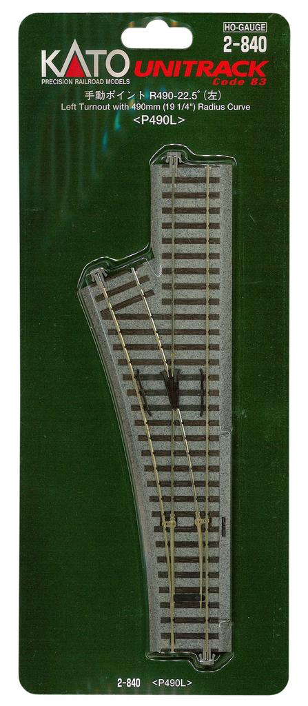 KATO HO Gauge Manual Point R490 Left 2-840 Railway Model Supplies