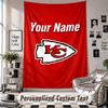 Wall Hanging Tapestry With Custom Name & Text, Kansas City Chiefs Decorative Tapestry For Bedroom
