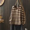 Sweatshirt for Women Cotton Oversize Stripe Loose Round Neck Casual Pullover Long Sleeve Top Sweatshirt