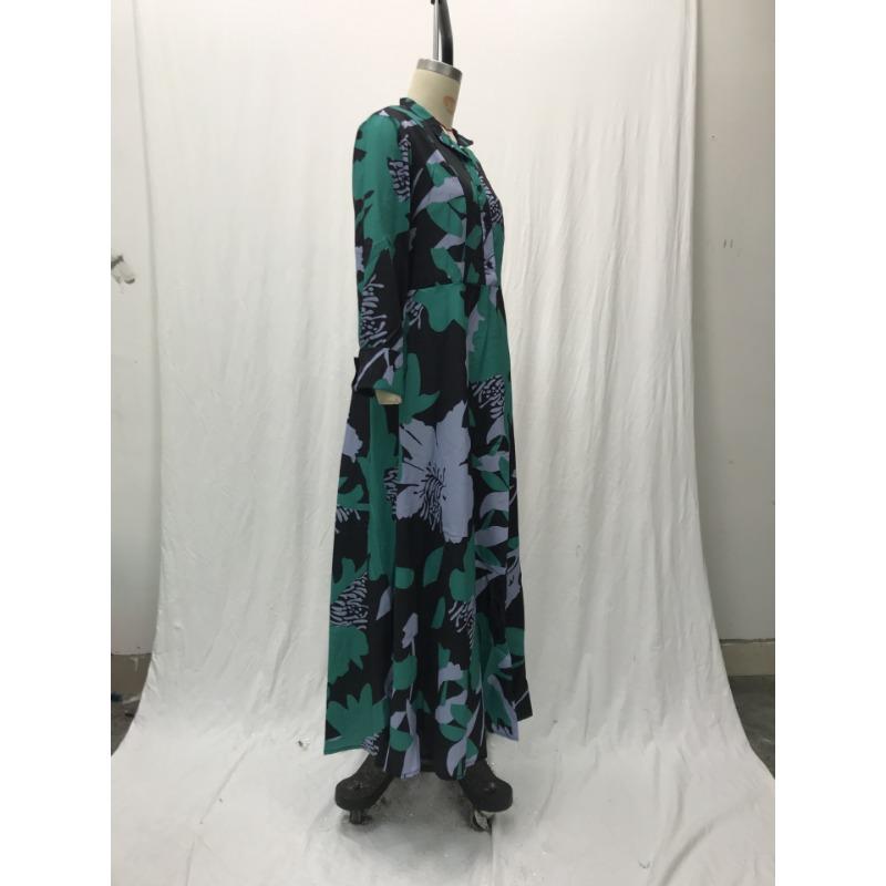 Женские летние длинные платья трапециевидной формы с цифровой печатью и талией