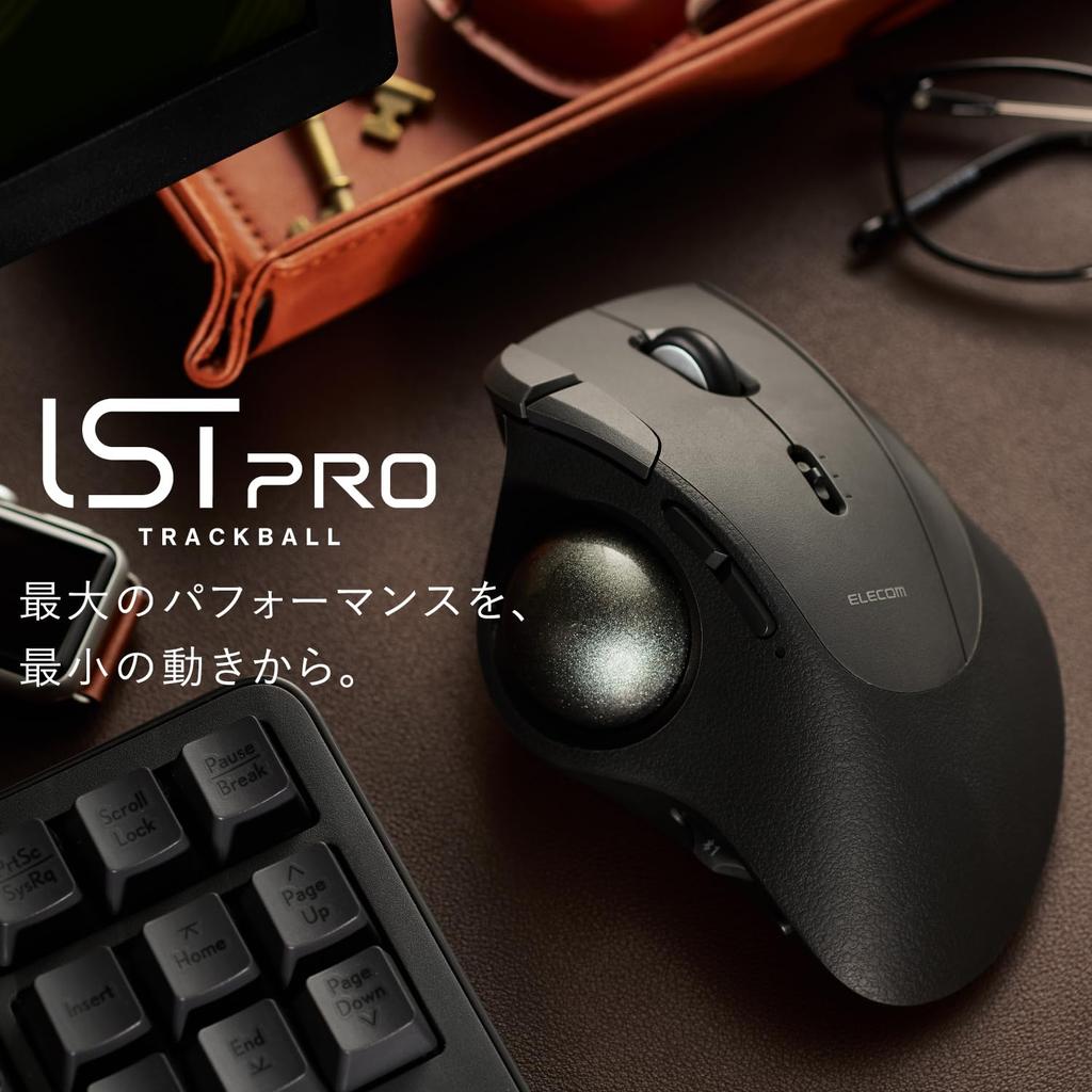 ELECOM IST PRO Trackball Mouse M-IPT10MRSBK Multi-Connection Bluetooth Wireless 2.4GHz Wired Bearing Support 10 Buttons Black