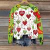 Women's Fashion Casual Long Sleeve Christmas Print Raglan Round Neck Sweatshirt Top