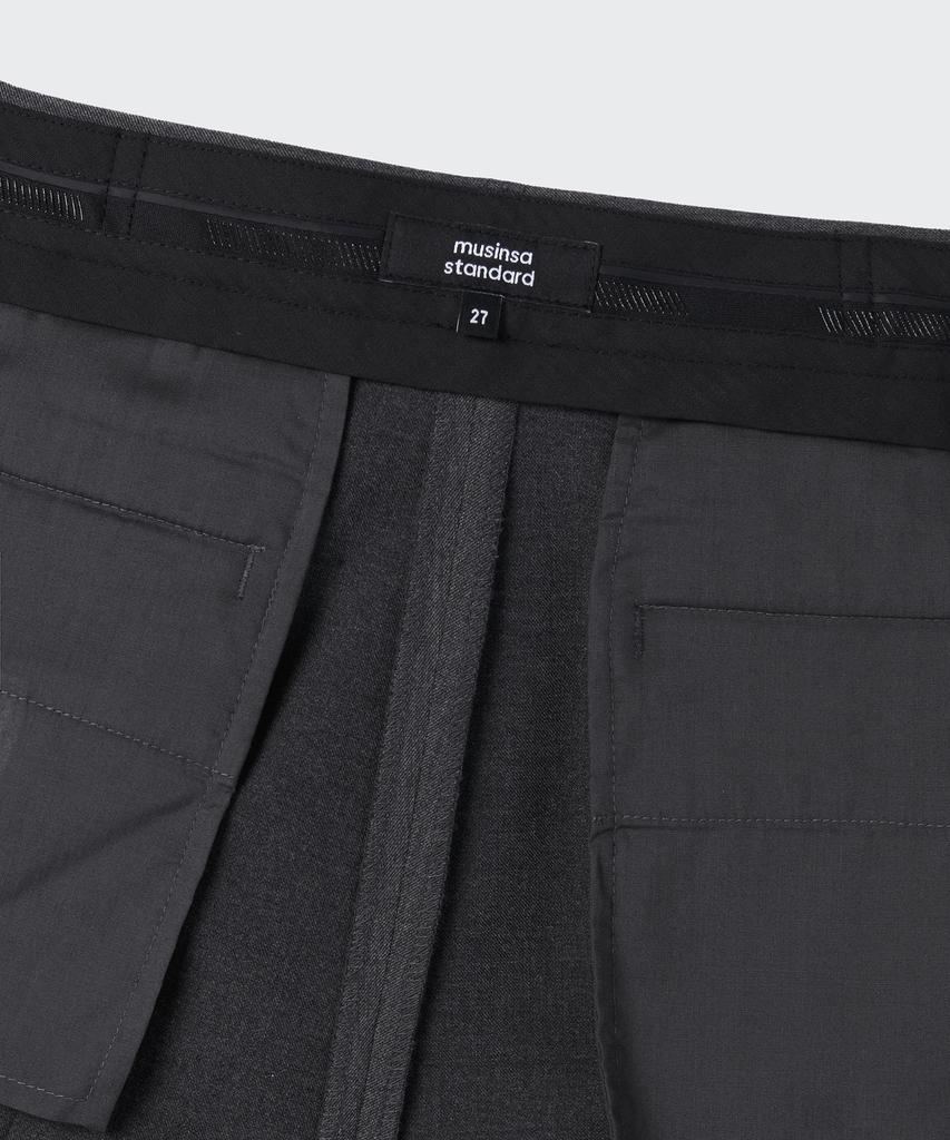 MUSINSA STANDARD WOMAN Women'S Low Waist Deep Tuck Extra Wide Hidden Banding Slacks [Medium Grey]