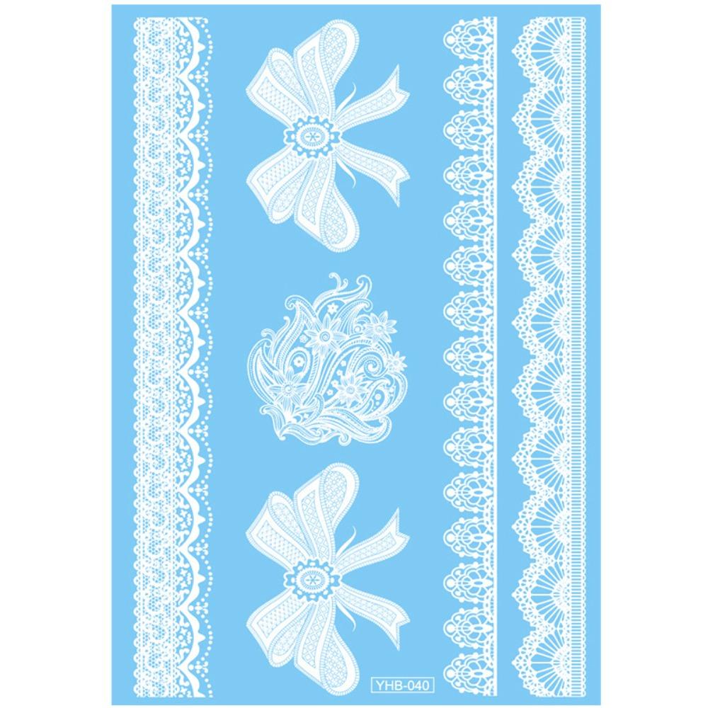 Waterproof White Tattoo Stickers Lace Flower Long-lasting Butterfly Tattoo Stickers Ethnic Style Temporary Tattoo Stickers