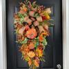 35x50cm Harvest Festival Decorative Wreath, Front Door Garland, Thanksgiving Festival Pumpkin Bow Hanging