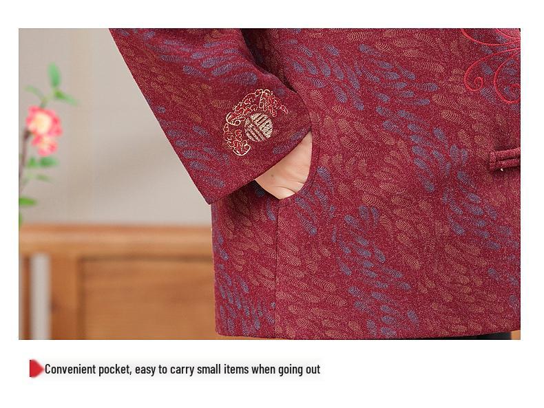 Осеннее пальто-вечернее платье в китайском стиле от бабушки - Элегантный наряд для женщин среднего и пожилого возраста