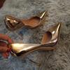 Women 10.5cm High Heels Pumps Lady Stripper Metallic Leather Scarpins Wedding Stiletto Heels Party Silver Champagne Gold Shoes