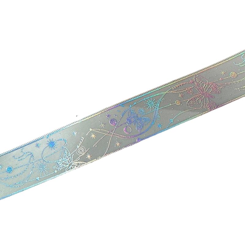 1 рулон ленты-бабочки, шелковая лента, полиэстеровая лента с напечатанным узором, лента с горячим тиснением, товары для творчества 2,5x450 см