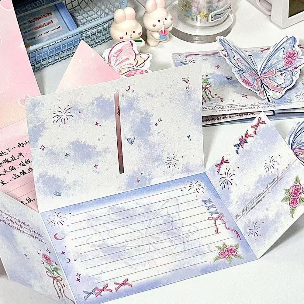 Foldable 3D Foldable Greeting Card Retro Pop-Up Card Camellia Butterfly Card Perfect for Couples