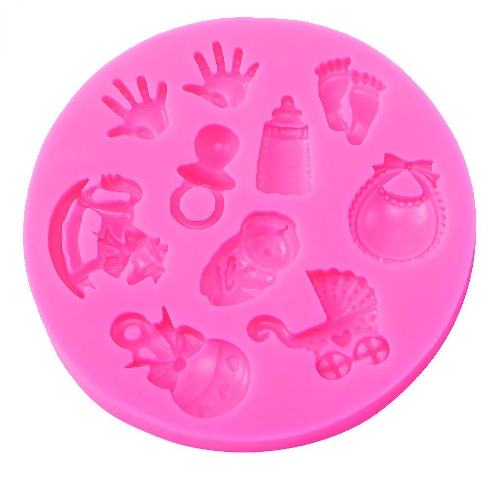 Silicone Mold Baby Shower Party Stroller Hand Bottle Trojan 3D Fondant Cake Candy Decorating Tools