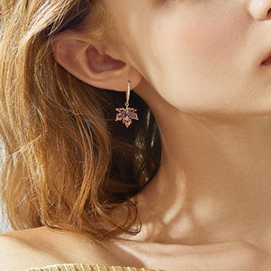 1 пара женских сережек-хаги со стразами, серьги-подвески в форме клена для выпускного вечера