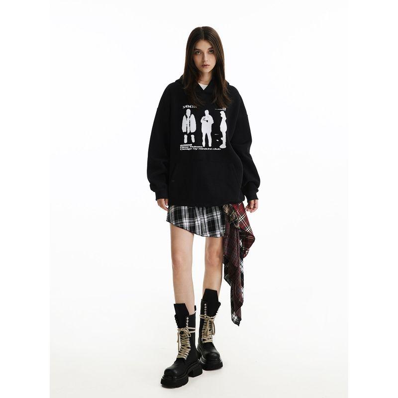 Men's Retro Printed Hooded Sweatshirt, New Autumn Style, High-End American Style, Loose Long-Sleeved Pullover Top, Trendy