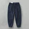 Spring and Summer Baggy Jogging Pants Men Youth Casual Breathable Beach Ramie Cotton Pants Drawstring Elastic Waist Straight Pants