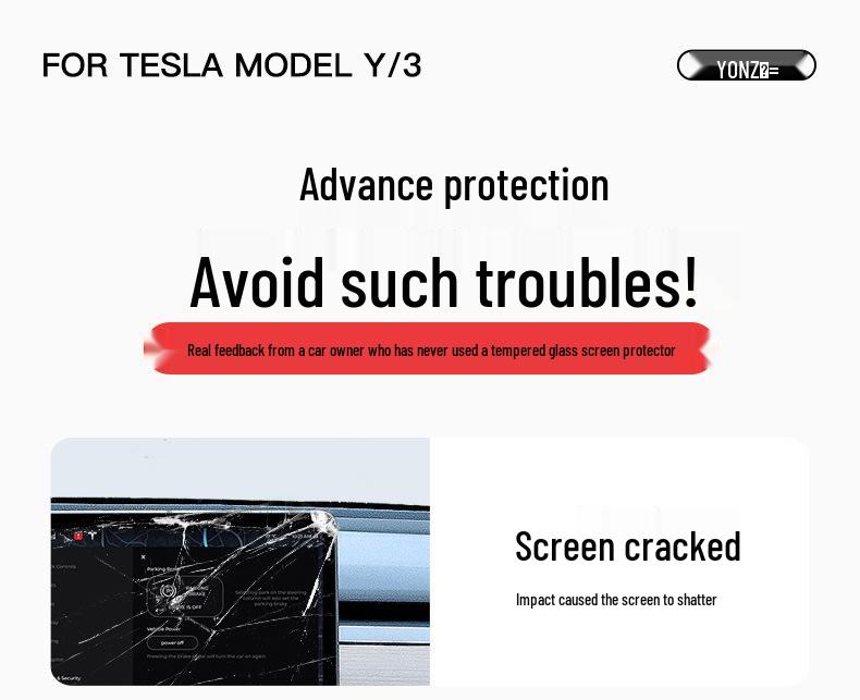 Комплект защиты экрана и консоли для Tesla Model 3/Y Yoke: Закаленное стекло и HD-пленка