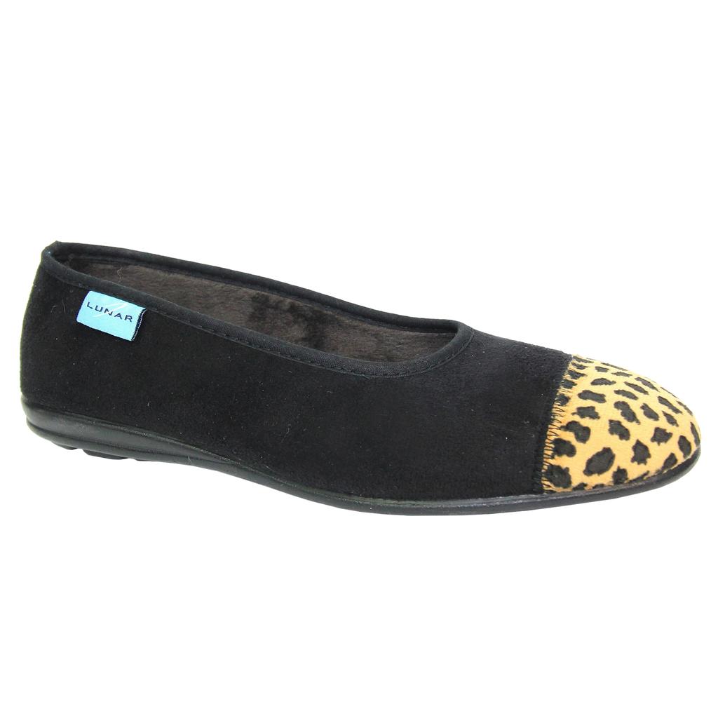 Lunar Womens/Ladies Jessie Leopard Print Slippers