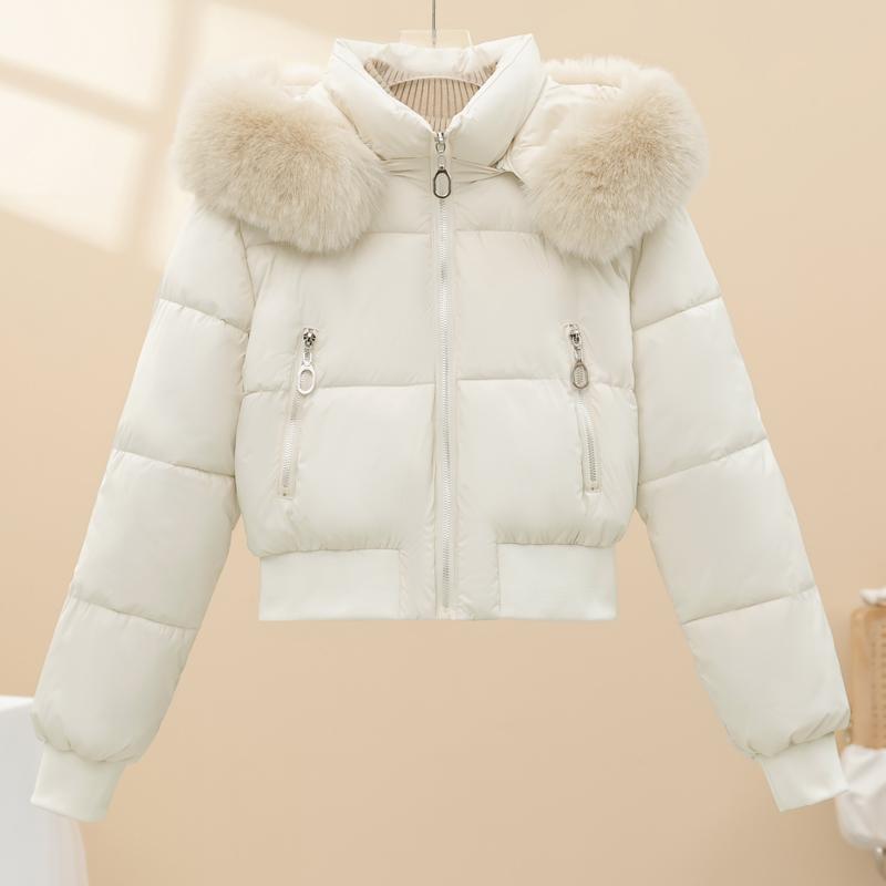 Модные зимние женские пальто с капюшоном, воротником из искусственного меха, толстые теплые короткие парки, свободные женские куртки