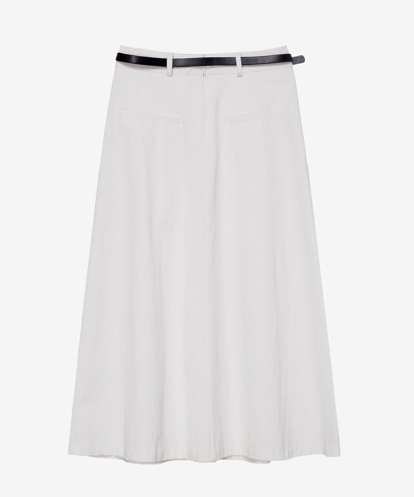 Mind Bridge Woman [W][Belt Included] A-Line Belted White Skirt