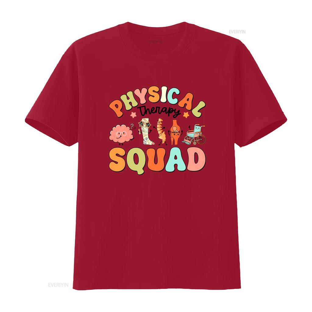 Groovy Retro Physical Squad Cute Cartoon Pt Medical Print Casual T Shirt Vintage Washed Designer Clothes Slightly Versatile