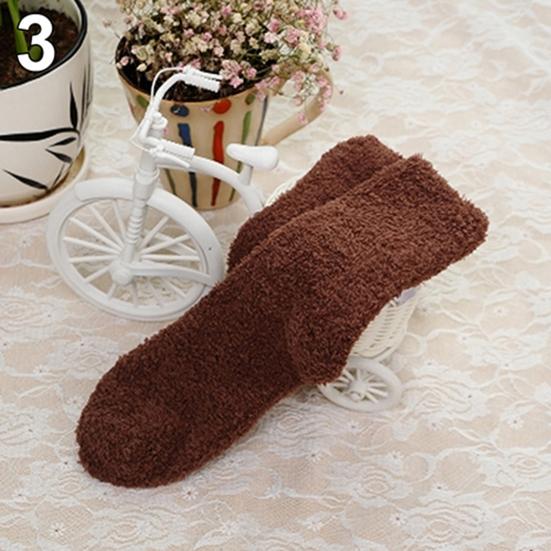 Женские зимние теплые утепленные коралловые флисовые пушистые однотонные носки для сна для девочек