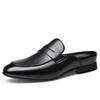 Fashion Fashion Luxury Cow Leather Mules for Men Designer Soft Sole Business Half Slippers Man Designer Black Casual Loafers Shoes Male
