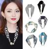 Women Chiffon Scarf Magnetic Buckle Bright Color Printing Necklace Style Decorative Thin