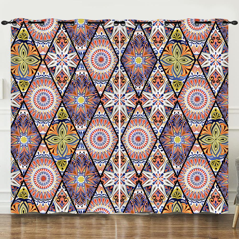 Шторы Богемные шторы Цифровая печать Светонепроницаемые шторы Спальня Без пробивания