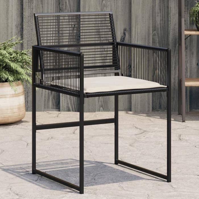 VidaXL Chaises de jardin lot de 4 avec coussins noir résine tressée, siège de jardin, sièges d'extérieur, chaise 4008575