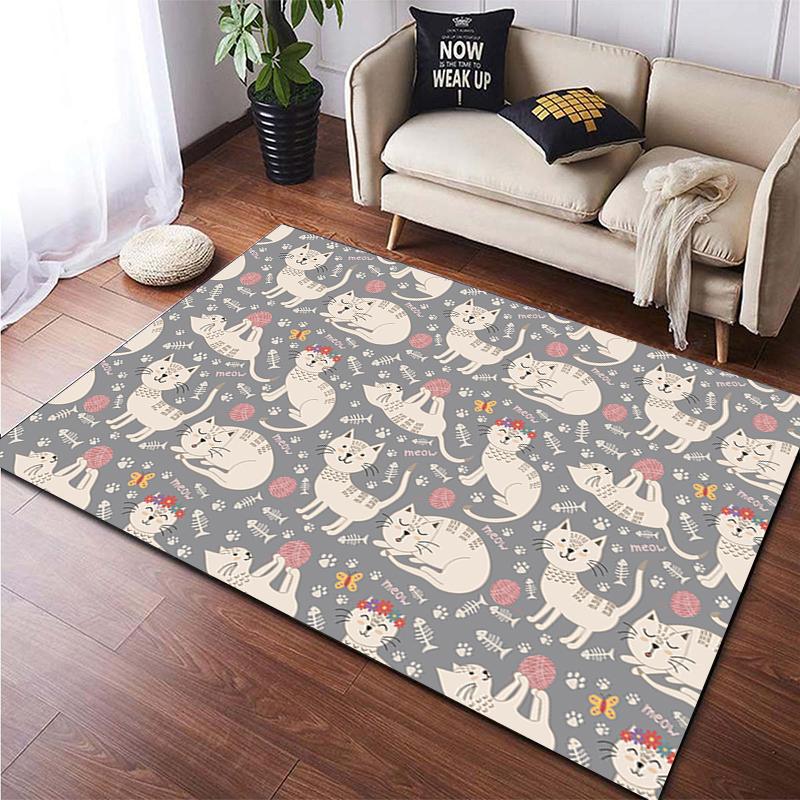 Милый ковер с мультяшным котом для йоги в гостиной, детский коврик для игр, коврик для ползания, придверный коврик, прекрасный котенок, домашний декор, напольные коврики