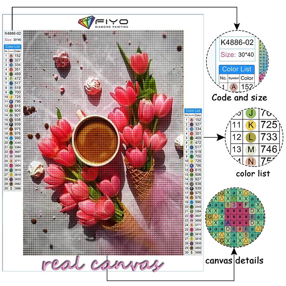 Алмазная вышивка тюльпаны и кофе 5D DIY алмазная живопись вышивка крестом стразы