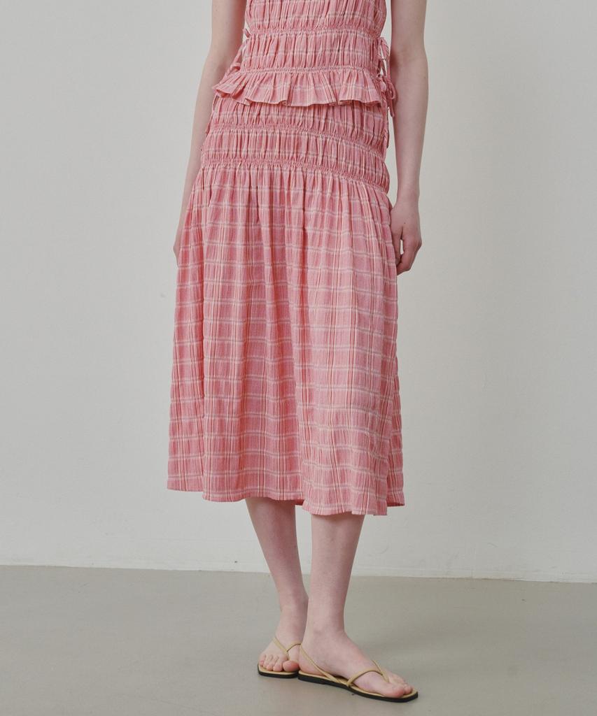 Юбка с эластичной спинкой в клетку 'Ollibeudeollibeu Smocking Check Back Elastic Skirt' (Настраивать) Oe6Ms6540