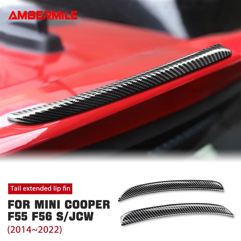 Rear Wing Trim Spoiler Extension Lip Fins 2pcs Sport Red Carbon Fiber Pattern Fit For MINI COOPER F55 F56 S JCW 2014-2022 Accs
