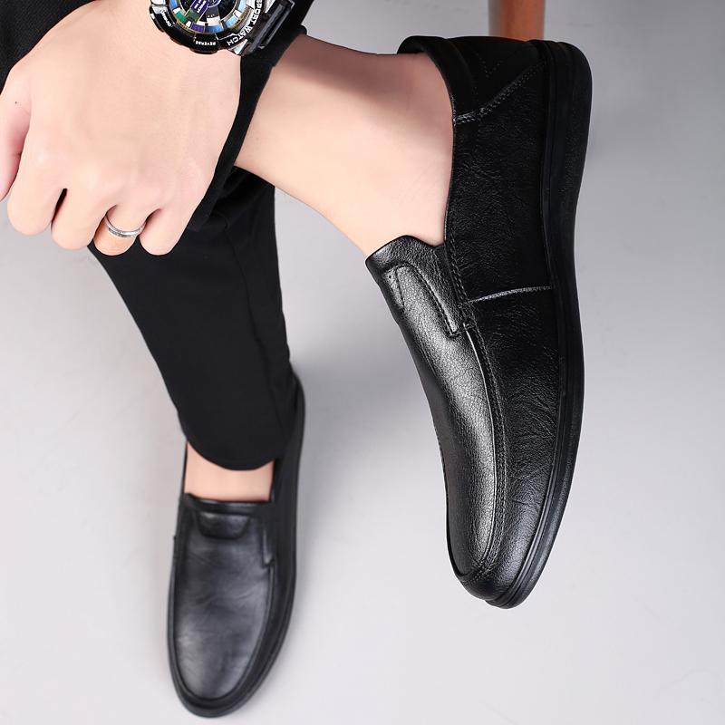 2024 Мужская повседневная обувь из натуральной кожи, роскошные брендовые повседневные мужские туфли без шнуровки, черные туфли для вождения