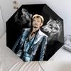 1 шт. Автоматический зонт Johnny Hallyday - Подходящий для путешествий, улицы, портативный зонт, Подарок на день рождения, Ежедневные принадлежности