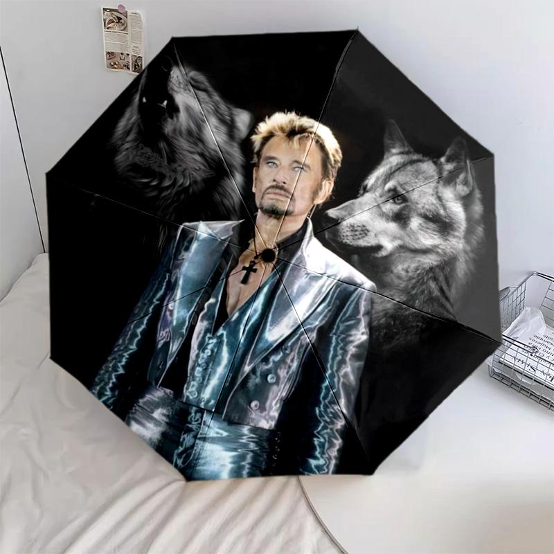 1 шт. Автоматический зонт Johnny Hallyday - Подходящий для путешествий, улицы, портативный зонт, Подарок на день рождения, Ежедневные принадлежности