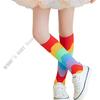 H3CD Прочные носки в радужную полоску для телят Мягкие удобные Компонент Длинные носки Эластичный верх Надежные Цветные для детей