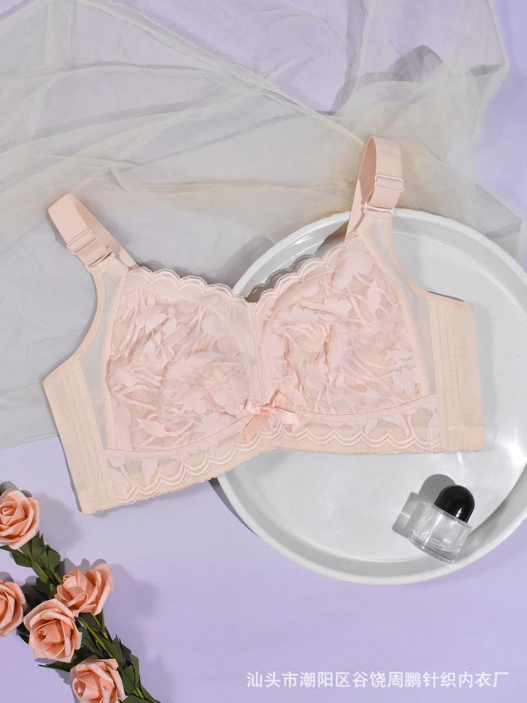 Lace No-wire Push-up Bra with Adjustable Straps Slim Fit Plus-size Underwear