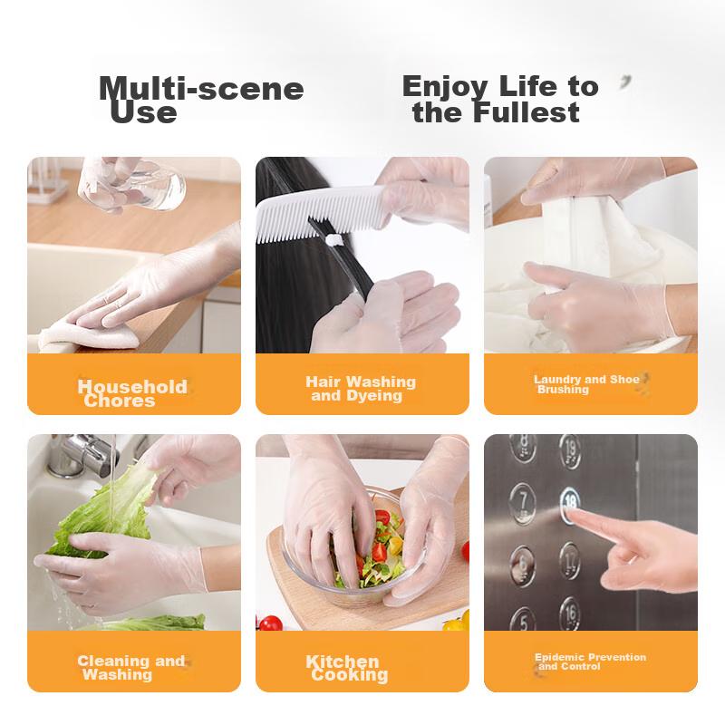 MARYYA Disposable Gloves, 100 Pieces, Large Size PVC Household Kitchen Baking Dishwashing Cleaning Thickened Rubber Gloves