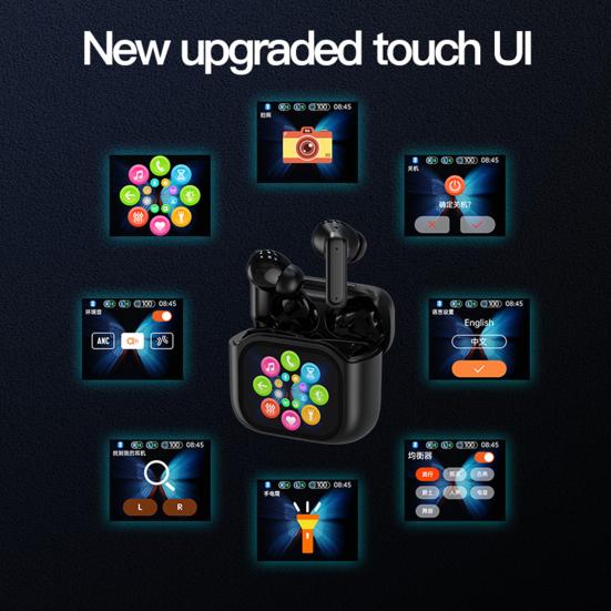 Language Translation Earbuds Touch Control Bluetooth-compatible 144 Languages in-Ear LCD Touchscreen Real-Time Translator