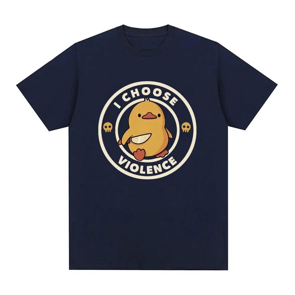Choose Violence T Shirt Funny Duck Humor Slogan Short Sleeve T-shirts Men Women 100_ Cotton Loose Oversized T-shirt Streetwear