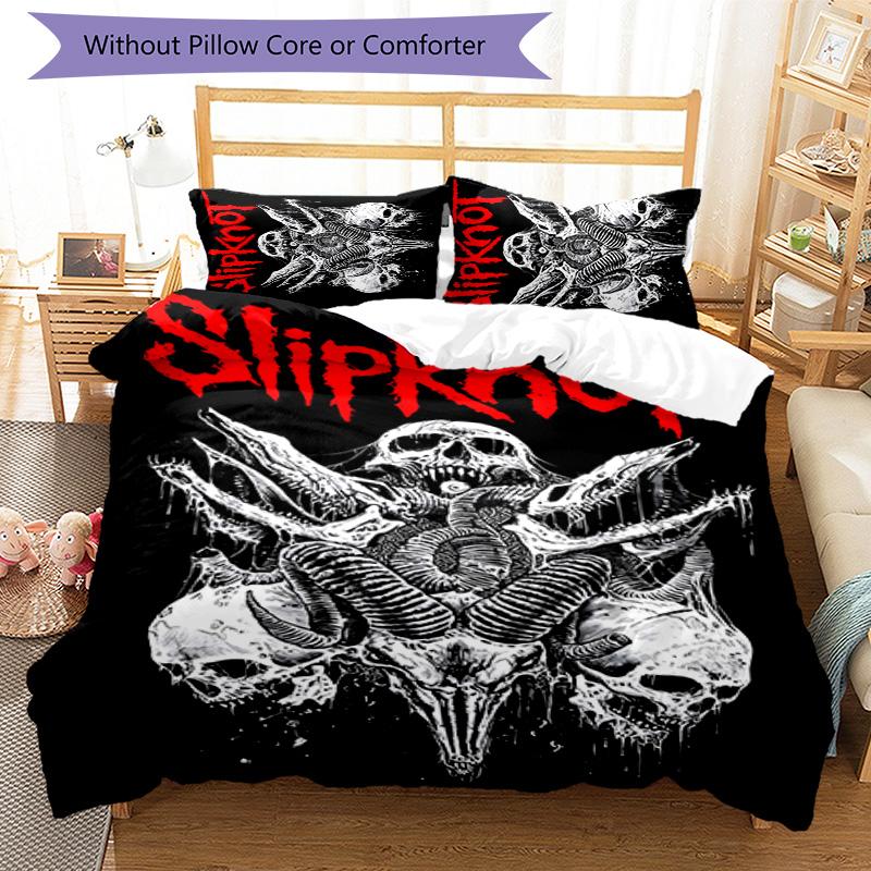 Slipknot 3pcs Bedding Set Duvet Cover Closure Includes 1 Duvet Cover & 2 Pillowcases for All Seasons Bedroom Home Dorm Decor