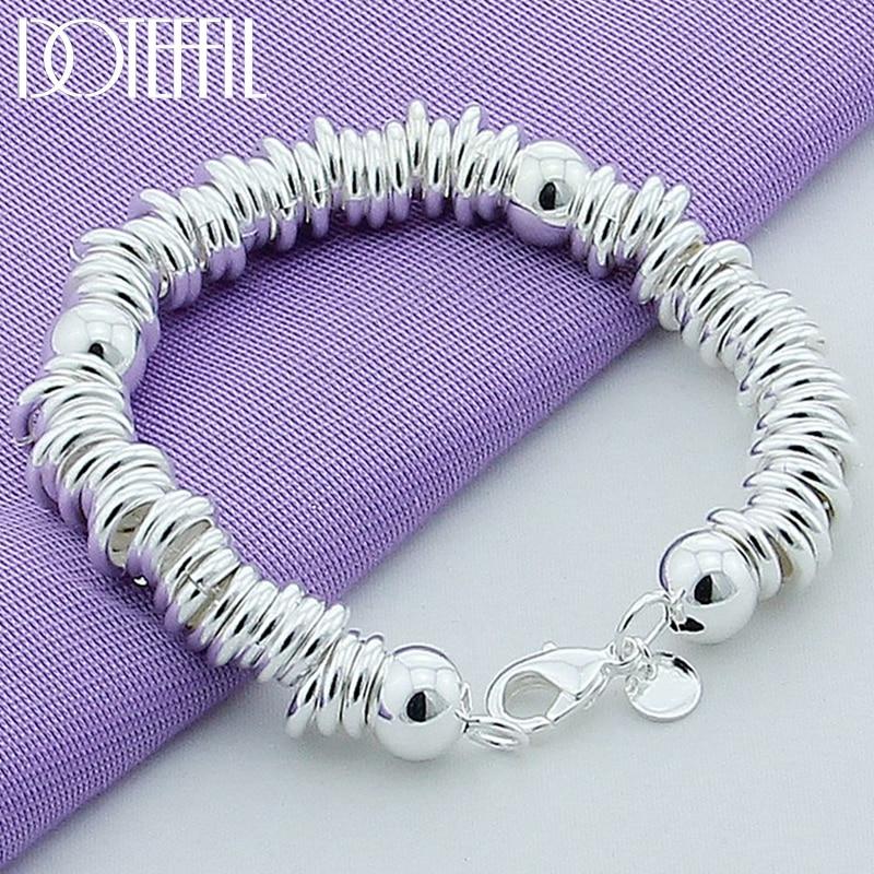 Стерлингового Серебра 925 пробы, твердые бусины, полный круг, браслет-цепочка для женщин и мужчин, свадебные украшения для помолвки и вечеринки