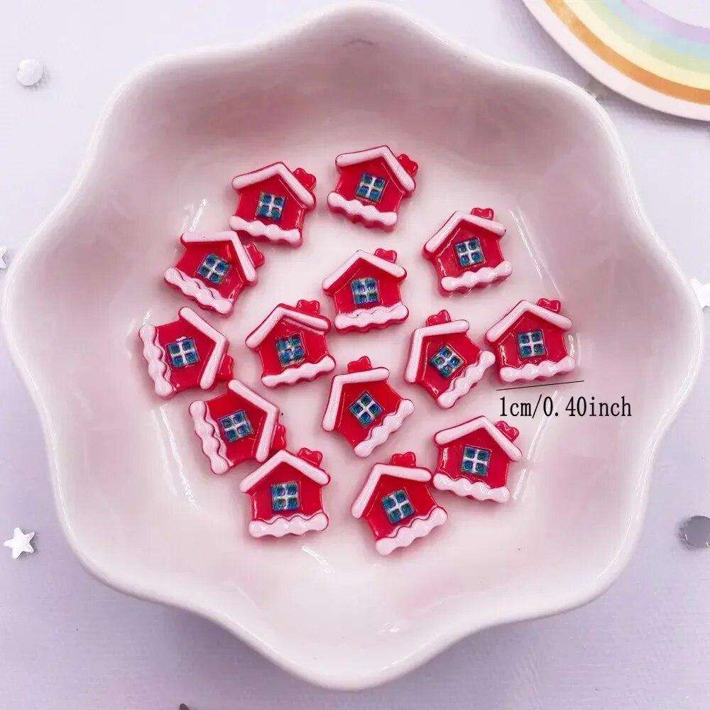 50pcs Resin Mini Colorful Christmas Snowman Tree Snowflower Deer Flat Back Figurines Nail Art DIY Scrapbooks Accessories