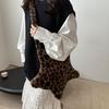 Зимняя пушистая сумка-шоппер большой вместимости через плечо, винтажная сумка-тоут, женская плюшевая сумка кроссбоди с леопардовым принтом для женщин CLE