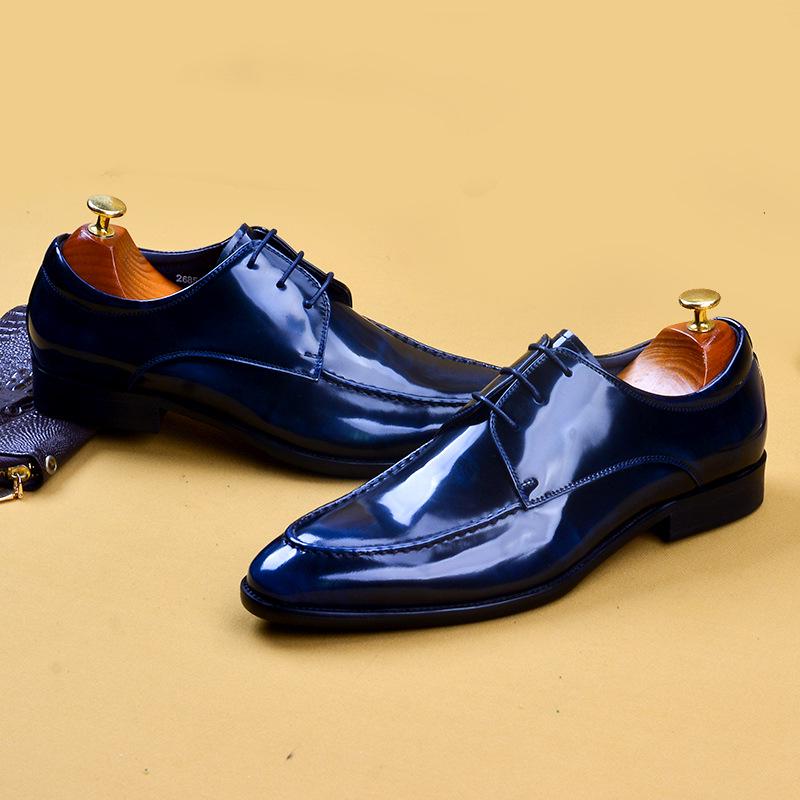 [Во время мероприятия] Деловая мужская обувь Повседневная обувь Британская лакированная кожа Полированная дышащая остроносая свадебная кожаная обувь