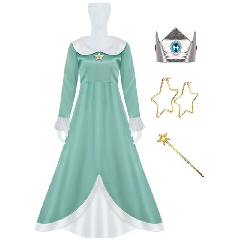 Princess Peach Cosplay Costume Super Mario Bros Peach Dress Halloween Cosplay Outfit for Women Girls Role Play